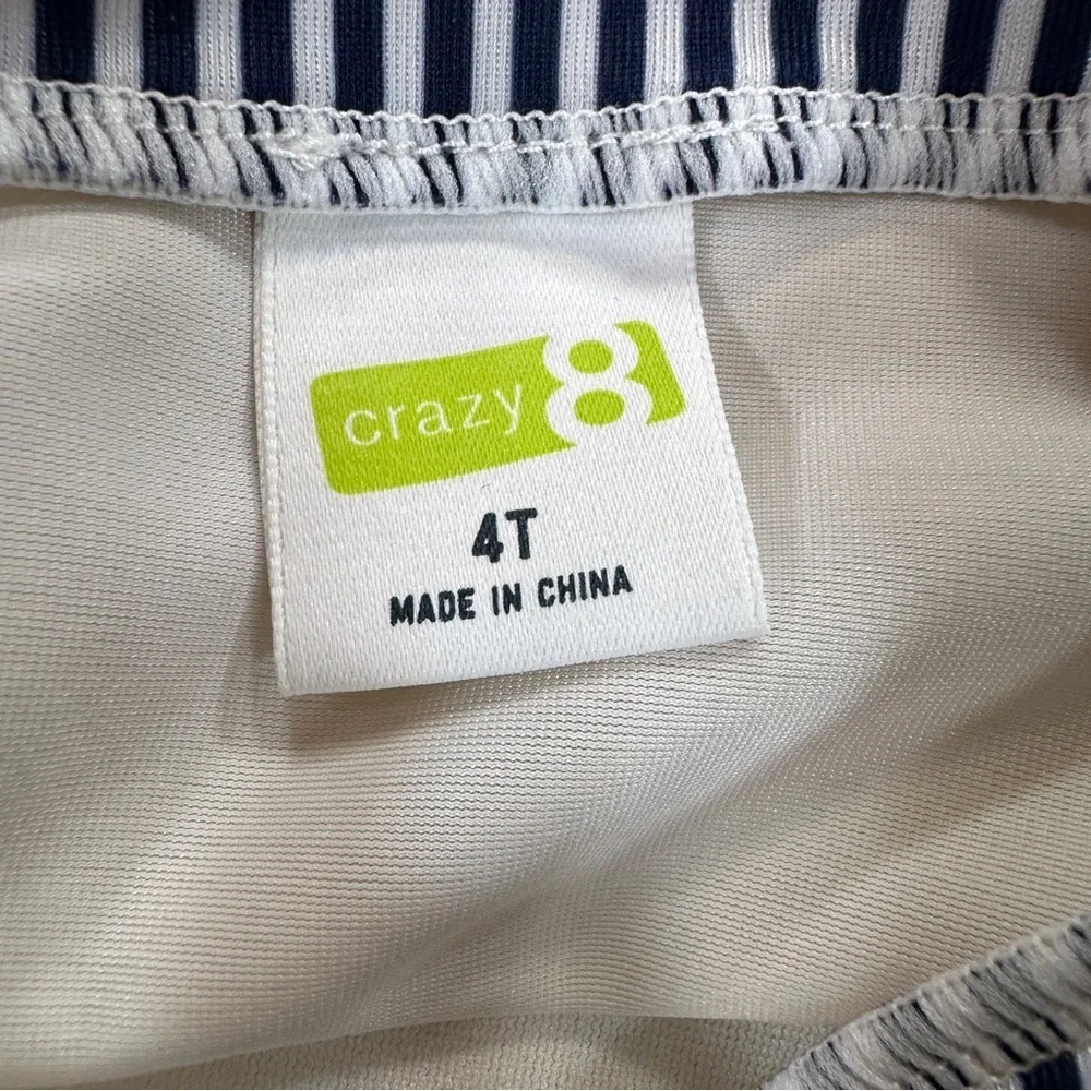 Crazy 8 Mermaid Girls Seim Surf Club Rashguard - White and Blue Sz 4T